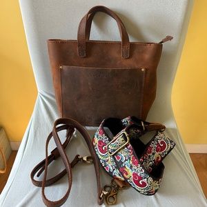 Canyon Portland Leather MINI Crossbody Tote with Extra crossbody strap